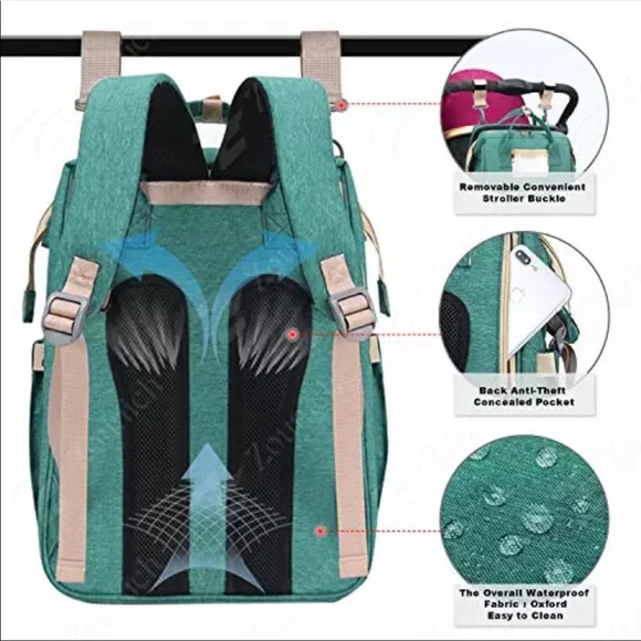 Zounich Blue Multifunctional Baby Diaper Bed Bag Travel‎ Backpack - Picture 14 of 16